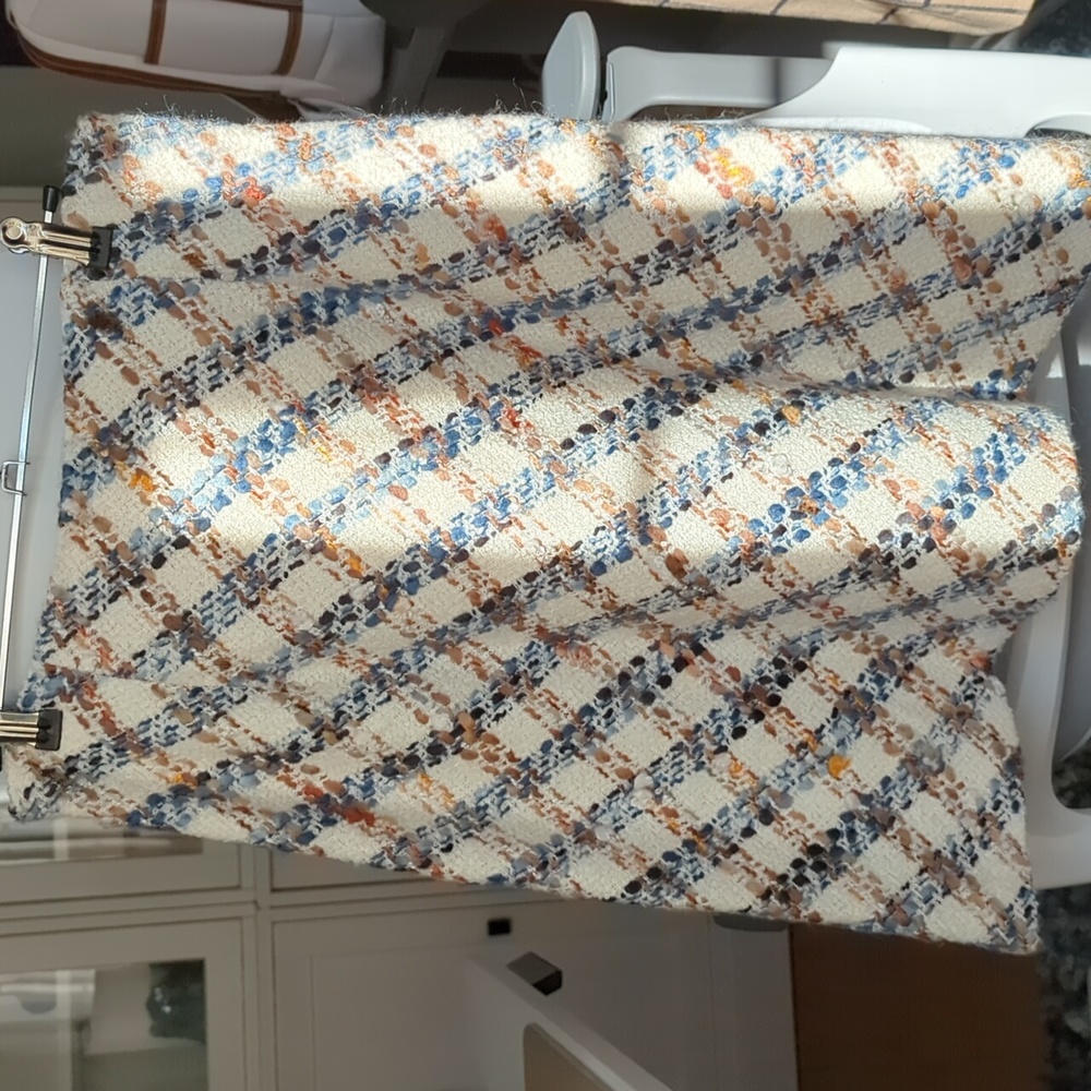 New Talbots white blue wool blend skirt